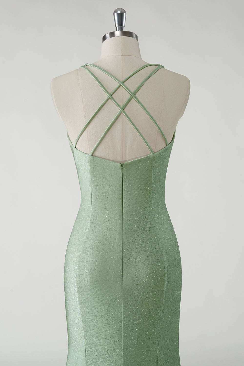 Grünes Langes Ballkleid mit 3D-Blumen