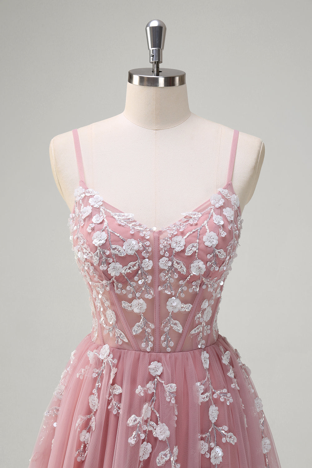 Königsblaues A-Linie Pailletten Ballkleid mit Spaghettiträgern und Schlitz