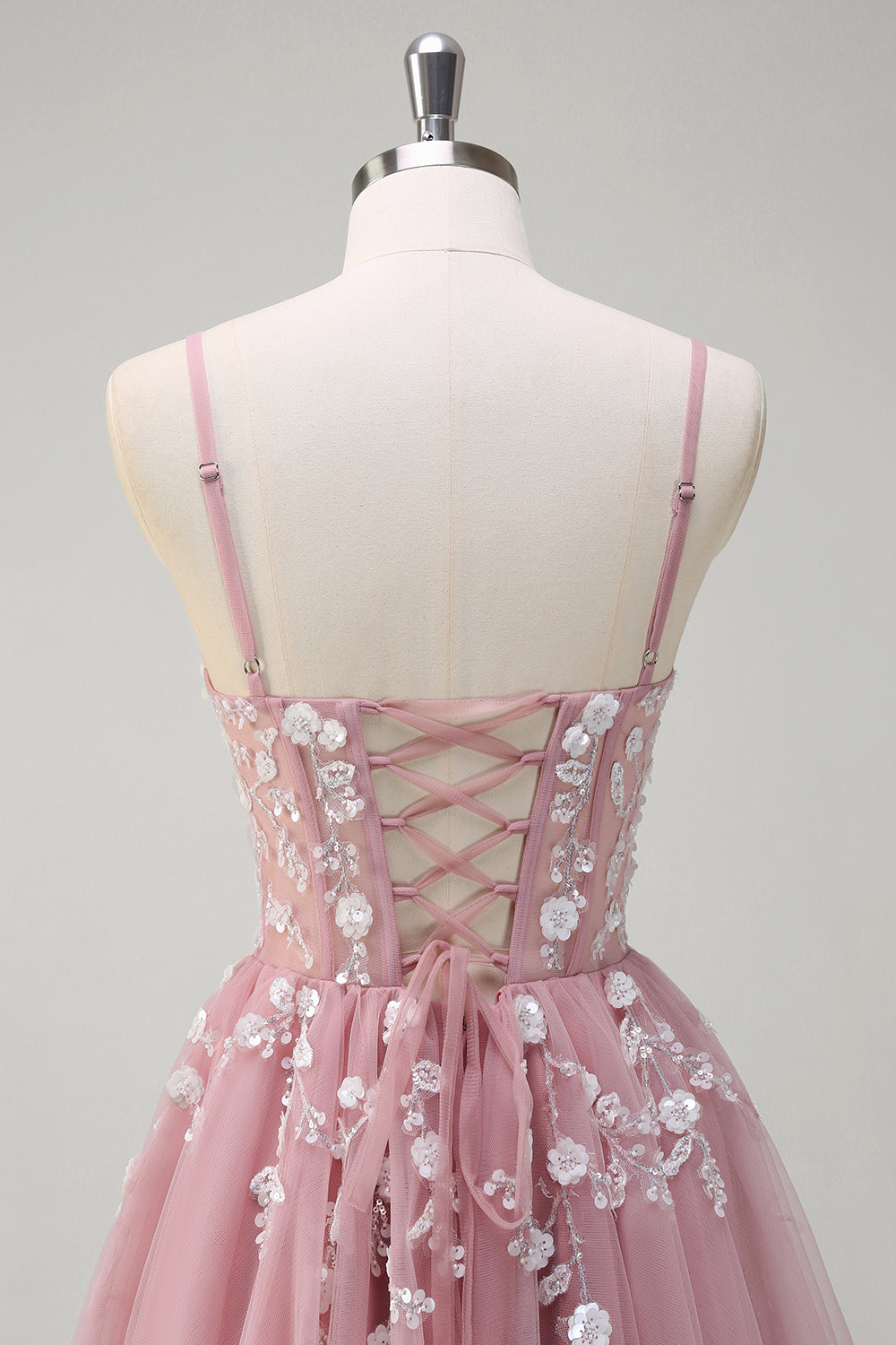 Königsblaues A-Linie Pailletten Ballkleid mit Spaghettiträgern und Schlitz