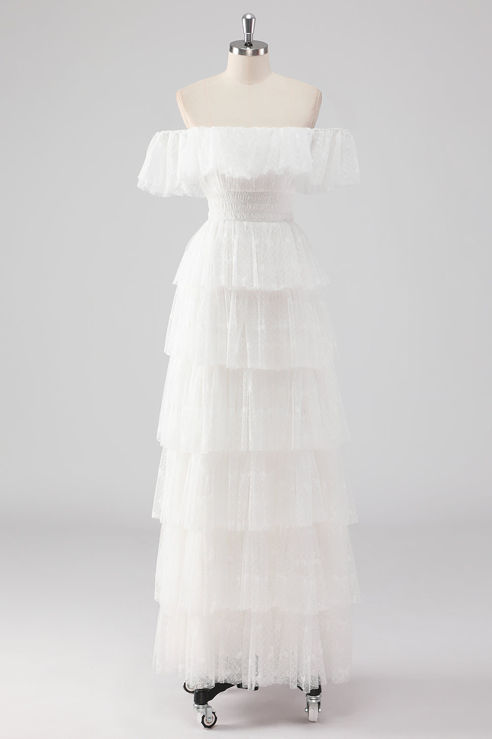 A Linie Schwarzes Gestuftes Ballkleid mit quadratischem Ausschnitt
