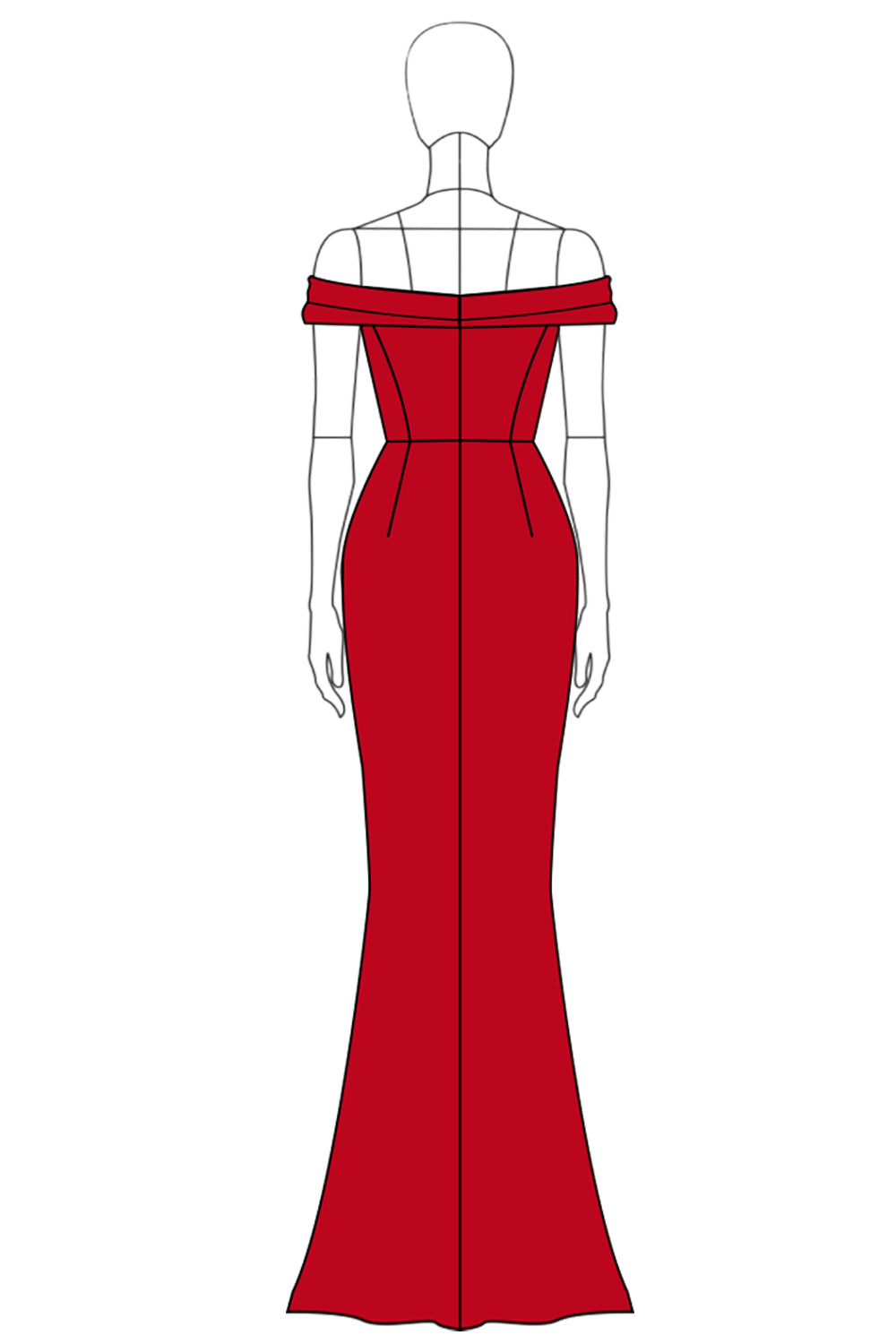 Rote Meerjungfrau schulterfreies Satin Abendkleid