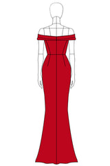 Rote Meerjungfrau schulterfreies Satin Abendkleid