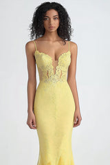 Narzissenetui Dünne Träger Mesh Abendkleid