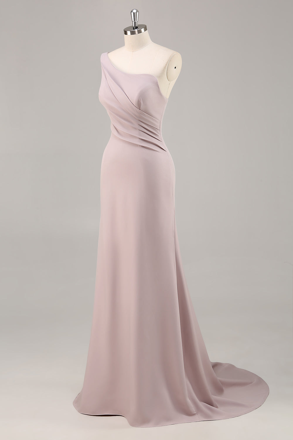 Eine Schulter Meerjungfrau Langes Khaki Ballkleid