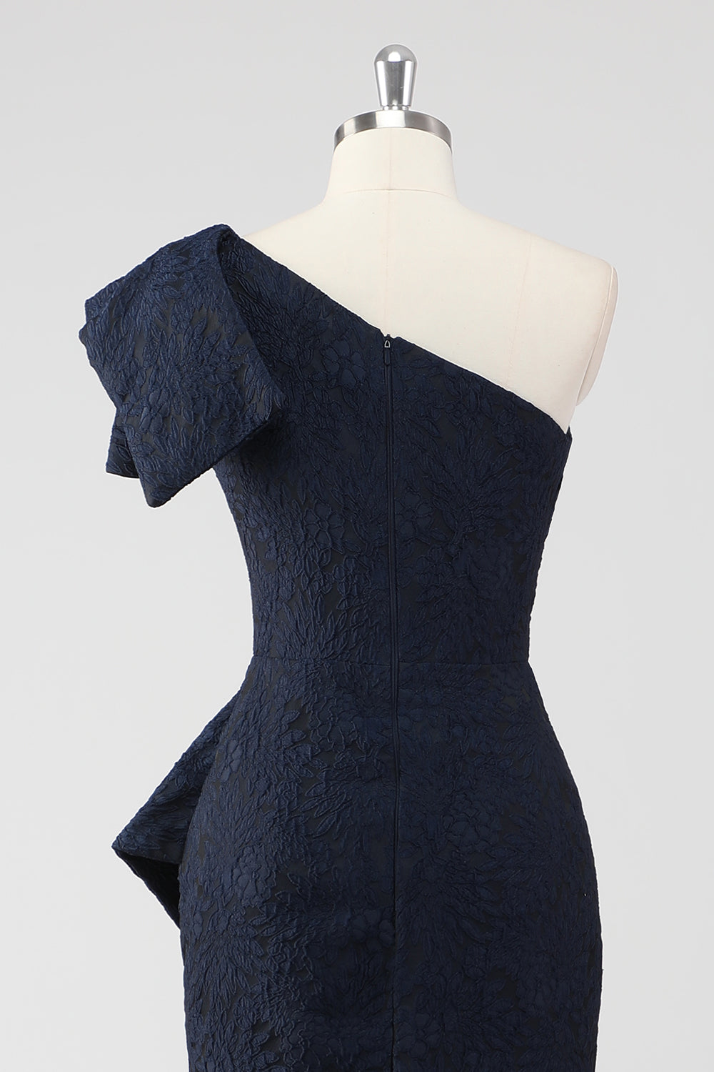 Marineblaues Ein-Schulter Meerjungfrauen Abendkleid mit Rüschen