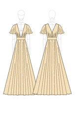 Aprikose A-Linie Tüll Langes Ballkleid mit V-Ausschnitt