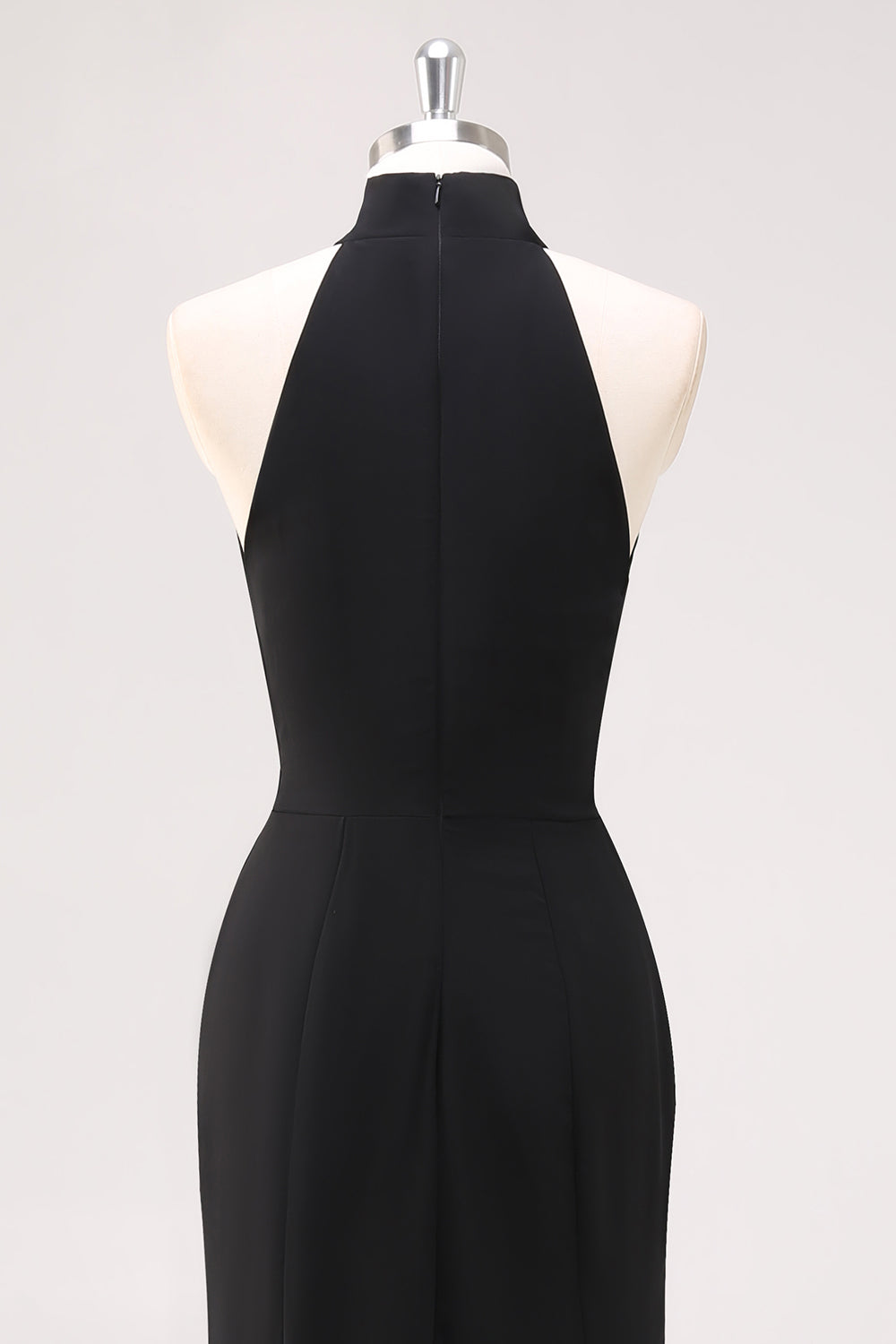 Schwarzes Meerjungfrau Langes Neckholder Rüschen Ballkleid mit Schlitz