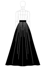 Durchgehendes Schwarzes Satin A-Linie Ballkleid mit Taschen