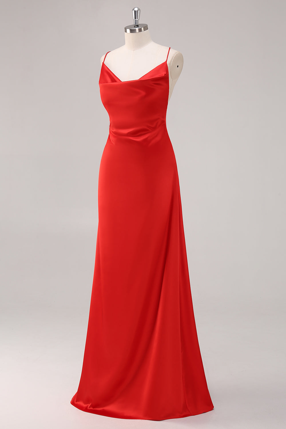 Rotes Satin Spaghettiträger Etui Ballkleid