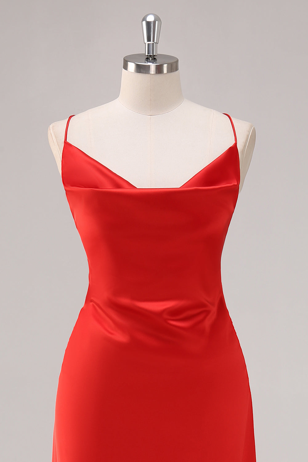 Rotes Satin Spaghettiträger Etui Ballkleid