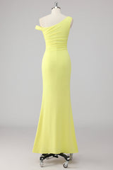 Einfaches Meerjungfrau Lemon Ein Schulter Langes Ballkleid
