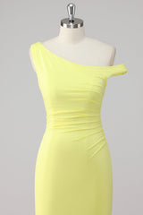 Einfaches Meerjungfrau Lemon Ein Schulter Langes Ballkleid