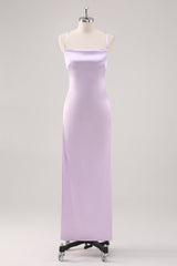 Schlichtes Flieder Etui Ballkleid mit Schnürung
