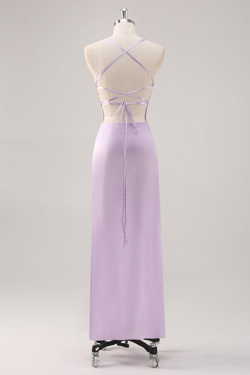 Schlichtes Flieder Etui Ballkleid mit Schnürung