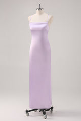 Schlichtes Flieder Etui Ballkleid mit Schnürung