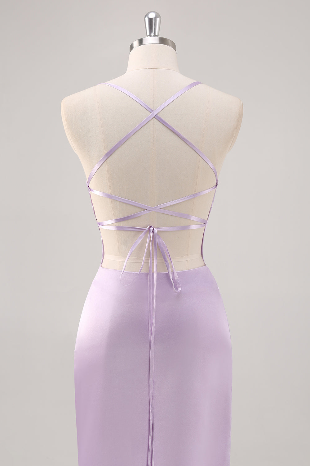 Schlichtes Flieder Etui Ballkleid mit Schnürung