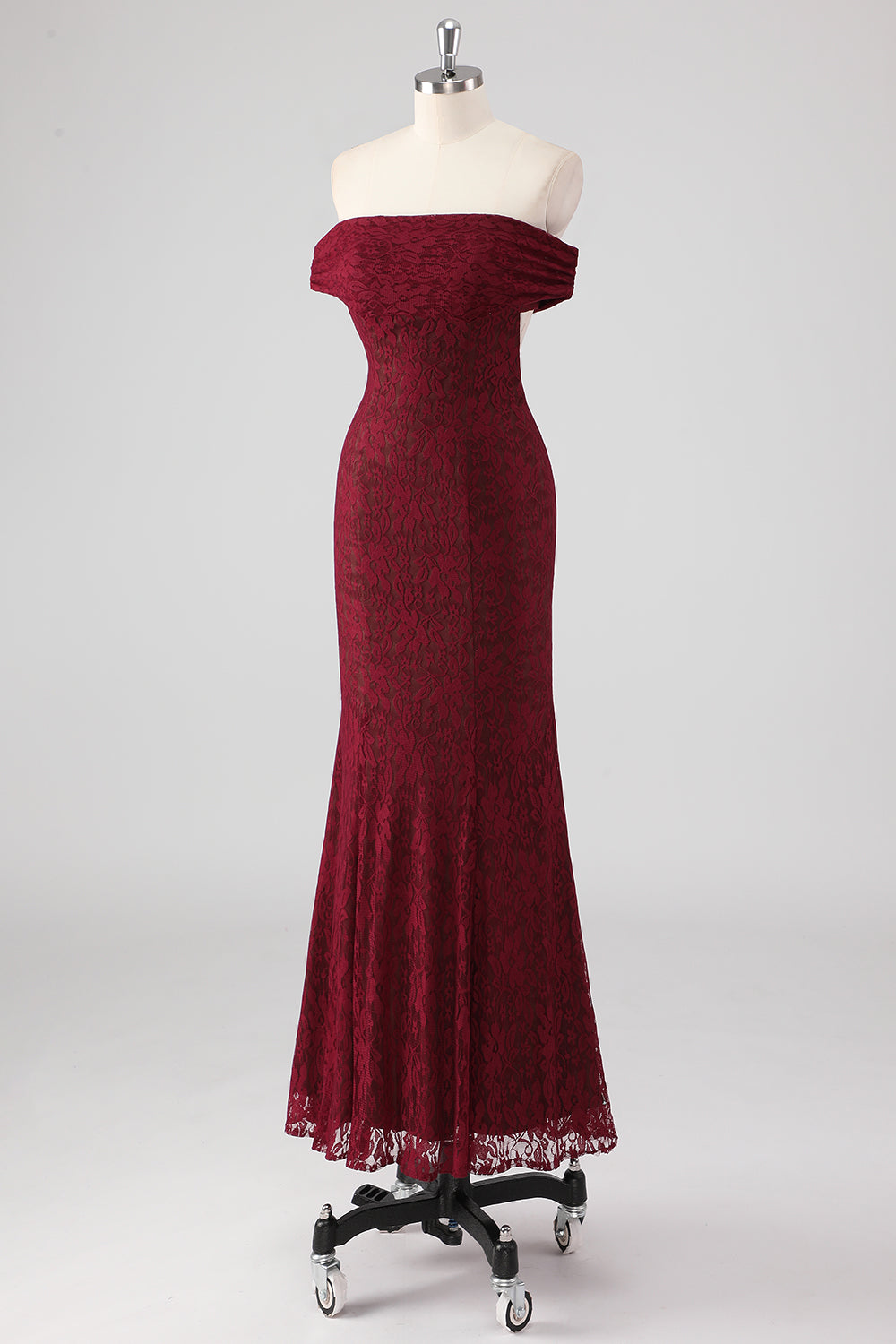 Burgundy Meerjungfrauen Abendkleid aus Spitze