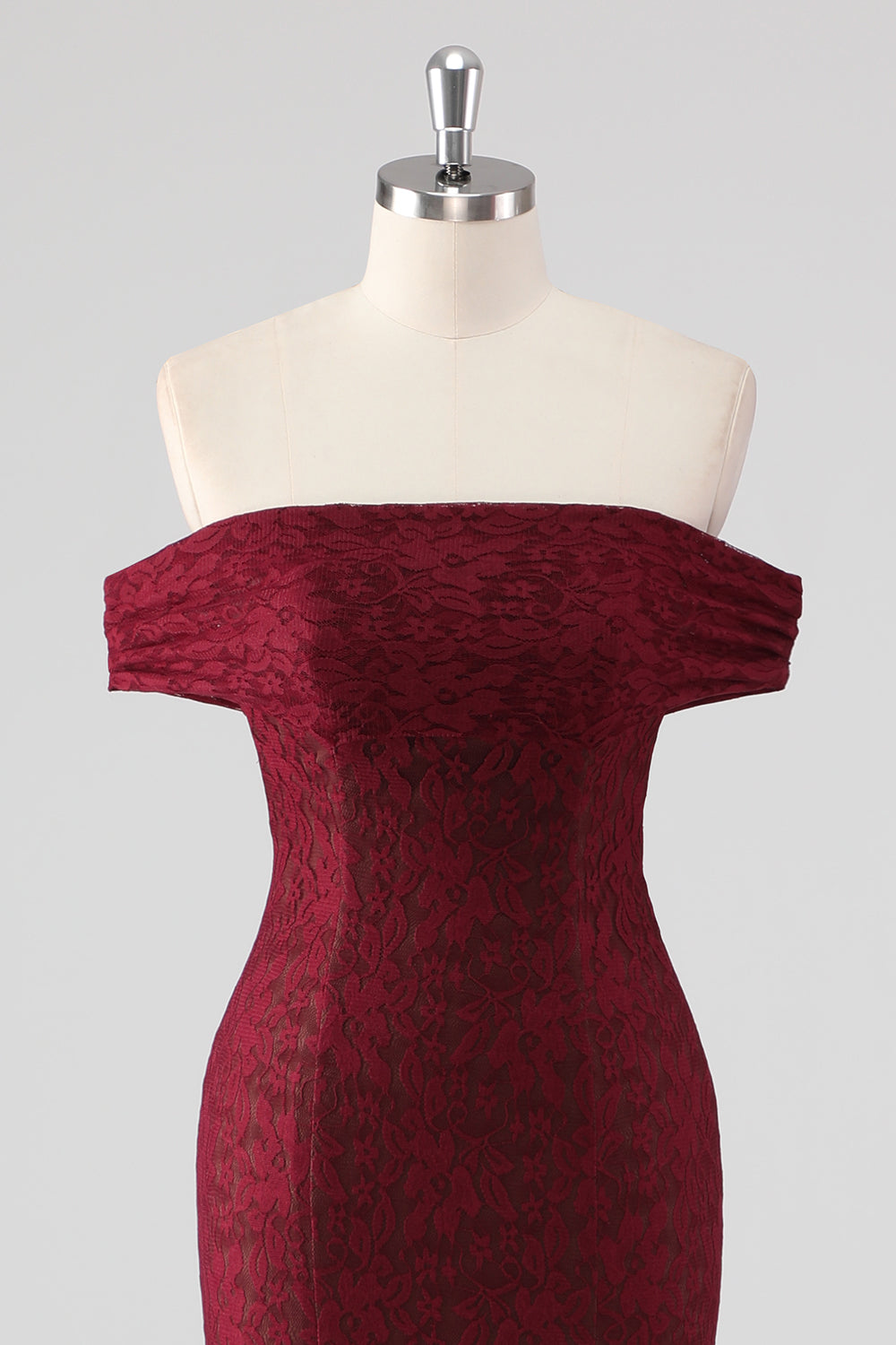 Burgundy Meerjungfrauen Abendkleid aus Spitze
