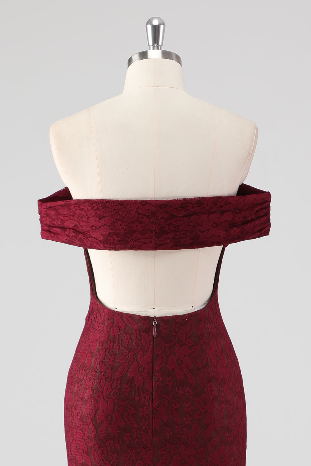 Burgundy Meerjungfrauen Abendkleid aus Spitze