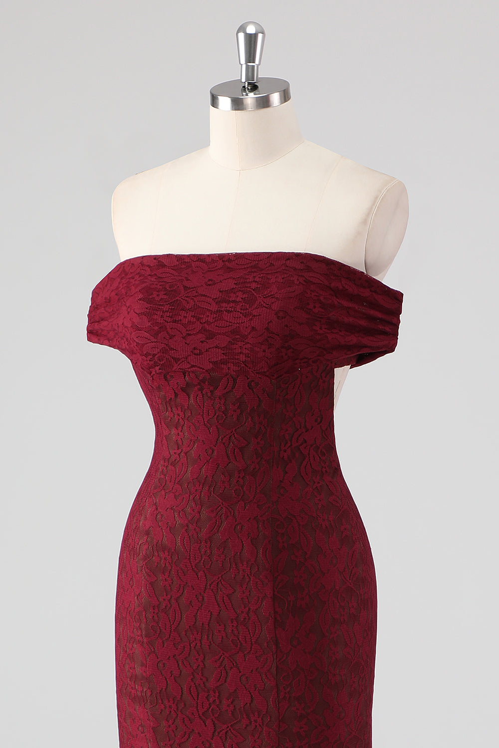 Burgundy Meerjungfrauen Abendkleid aus Spitze