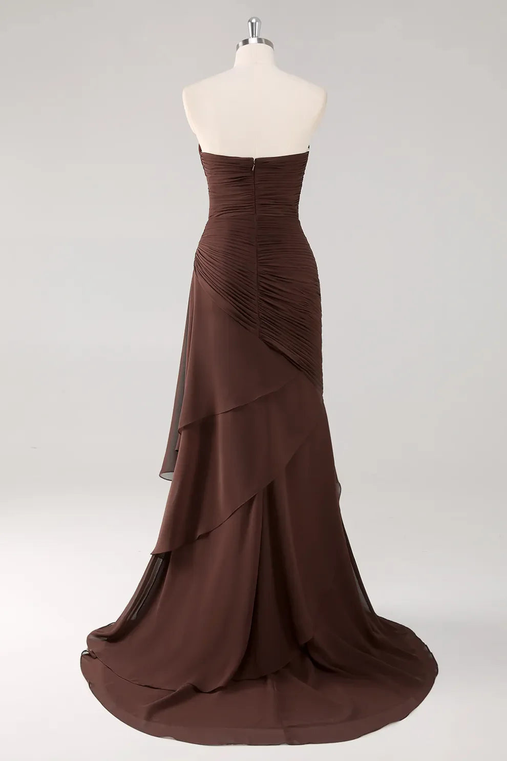 Dunkelbraunes Herzausschnitt Ballkleid mit Rüschen