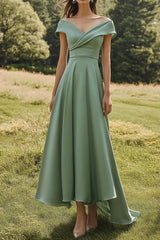 ZAPAKA Damen Sage Abendkleid Hoch Niedrig Schulterfreies Partykleid