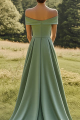 Sage Schulterfreies Schlankes Ballkleid mit Breitem Saum