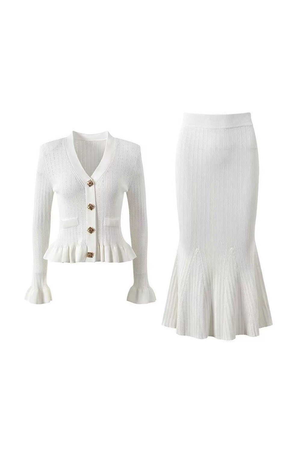 Schwarze Meerjungfrau Langarm Einreihiges 2-teiliges langes Partykleid