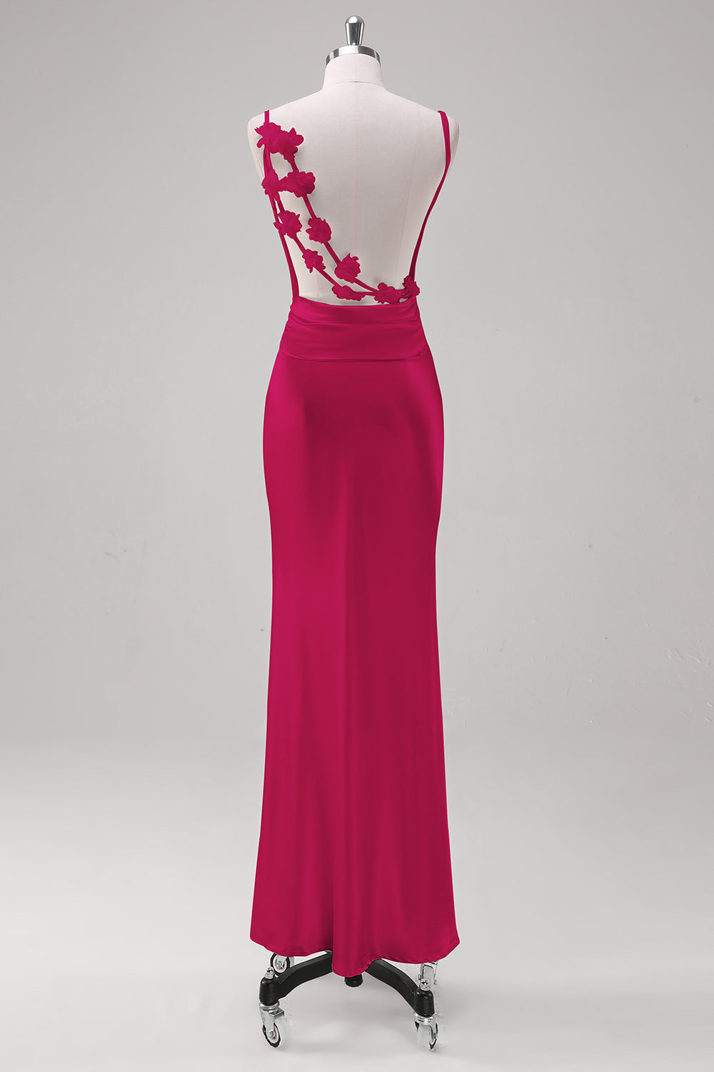 Weißes Rückenfreies Ballkleid aus Satin mit Wasserfallausschnitt