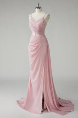 Blush Spaghettiträger Korsett Plissee Etui Langes Ballkleid