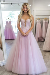 A Linie Hellviolettes Appliziertes Ärmelloses Ballkleid aus Tüll