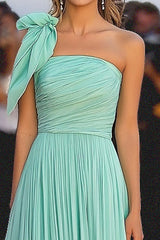 Mint A Linie Eine Schulter Chiffon Galakleid