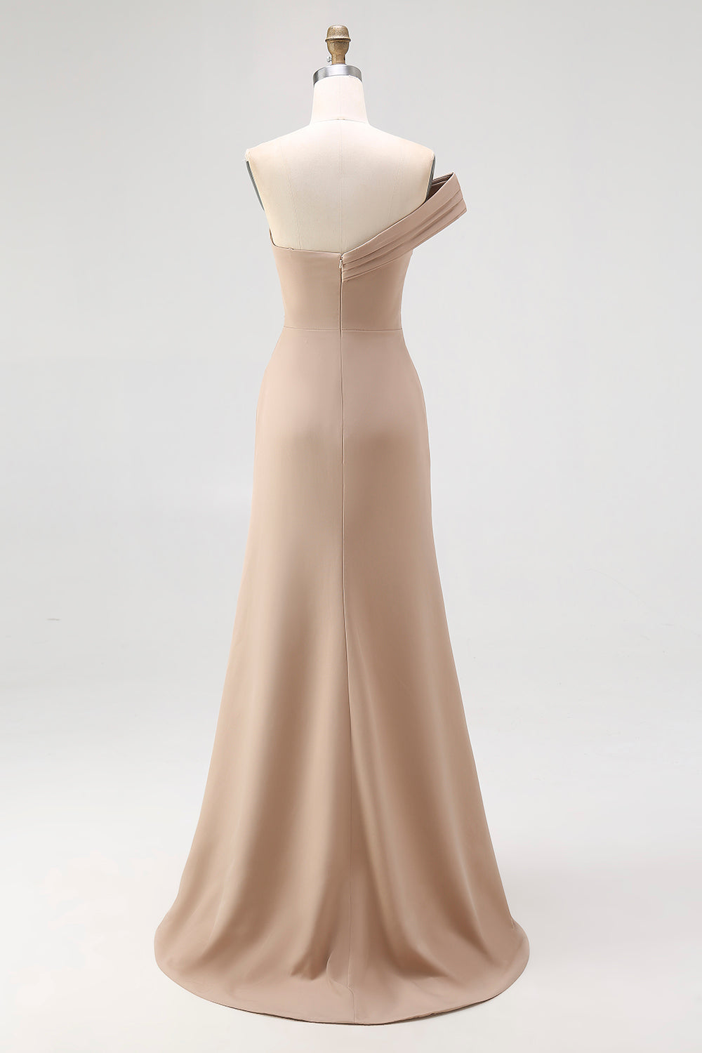 Helles Khaki Eine Schulter Etui Ballkleid mit Falten
