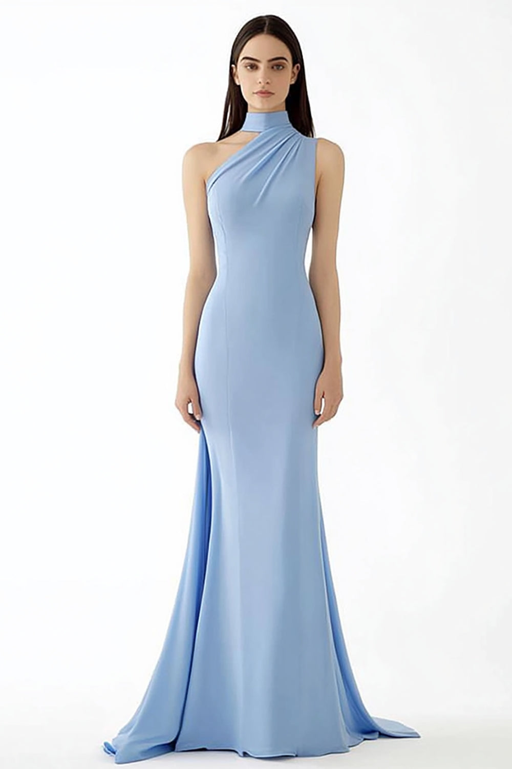 Etui Hellblaues Neckholder Langes Gala Ballkleid