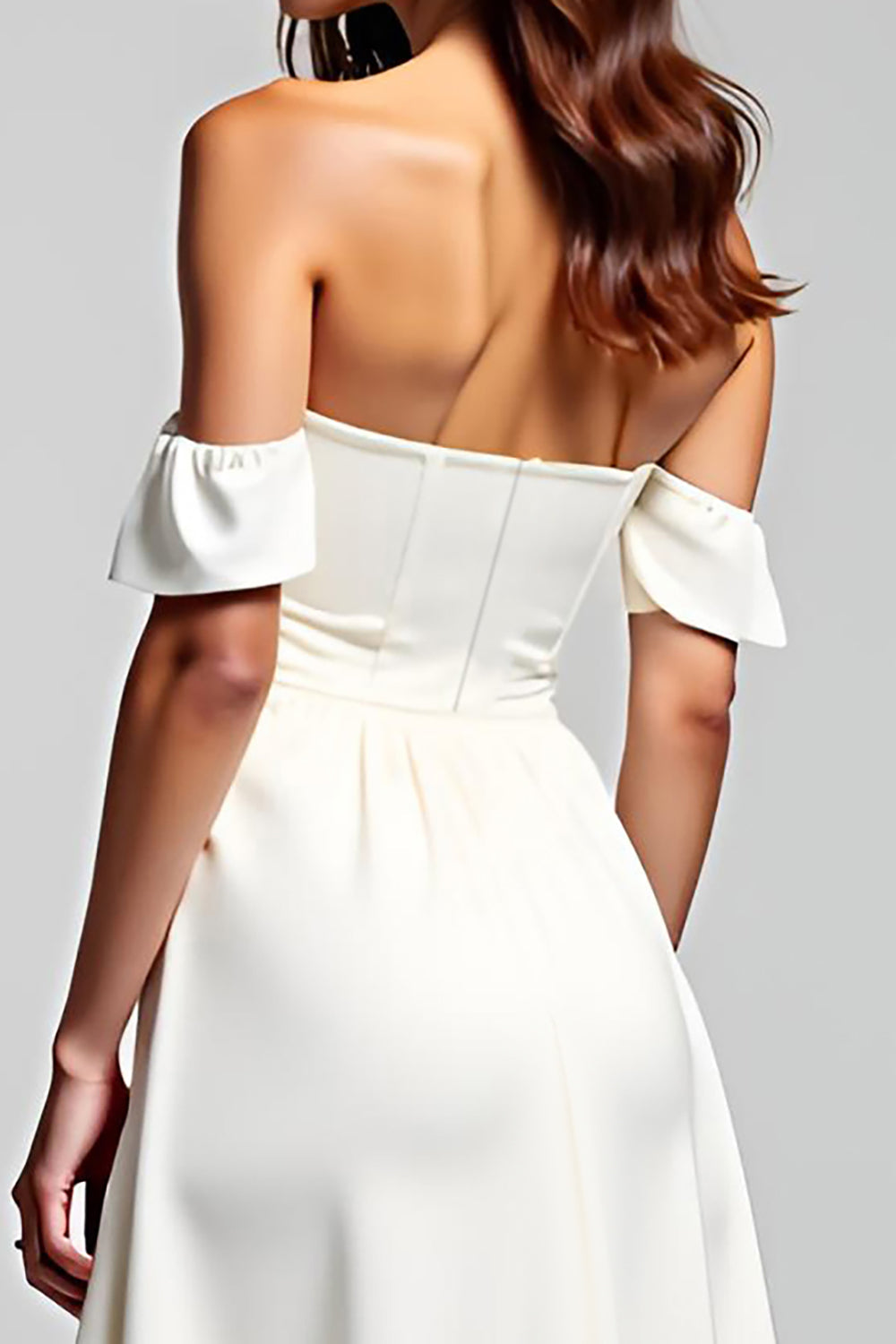 A Linie Weißes Schulterfreies Chiffon Langes Standesamtkleid