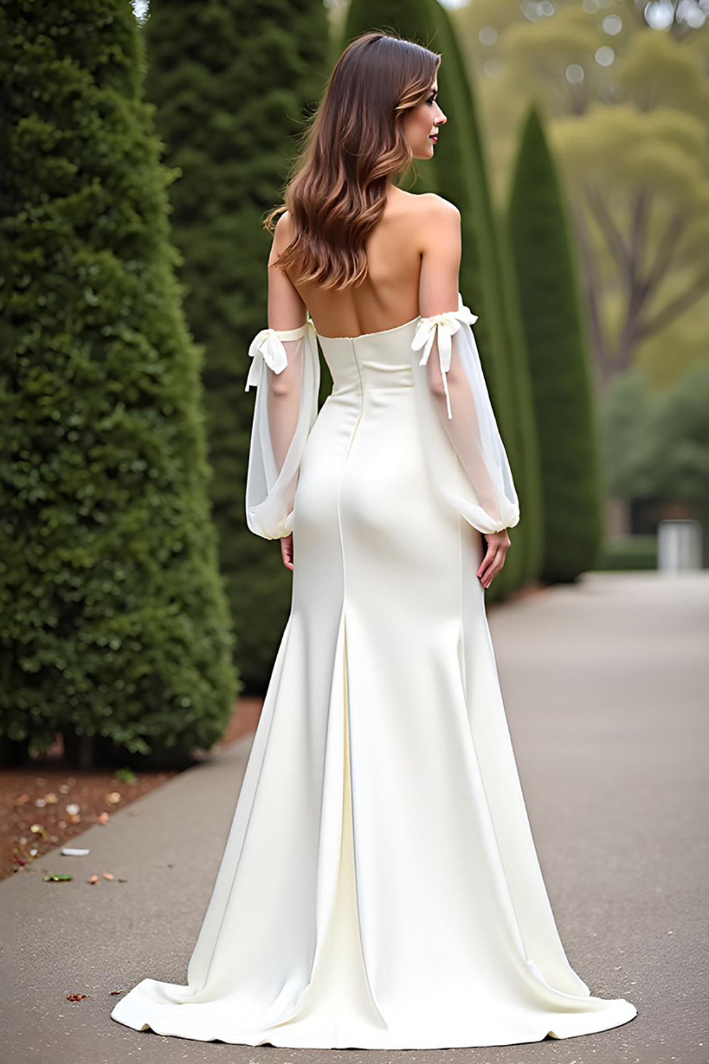 Etui Weißes Schulterfreies Langes Ballkleid