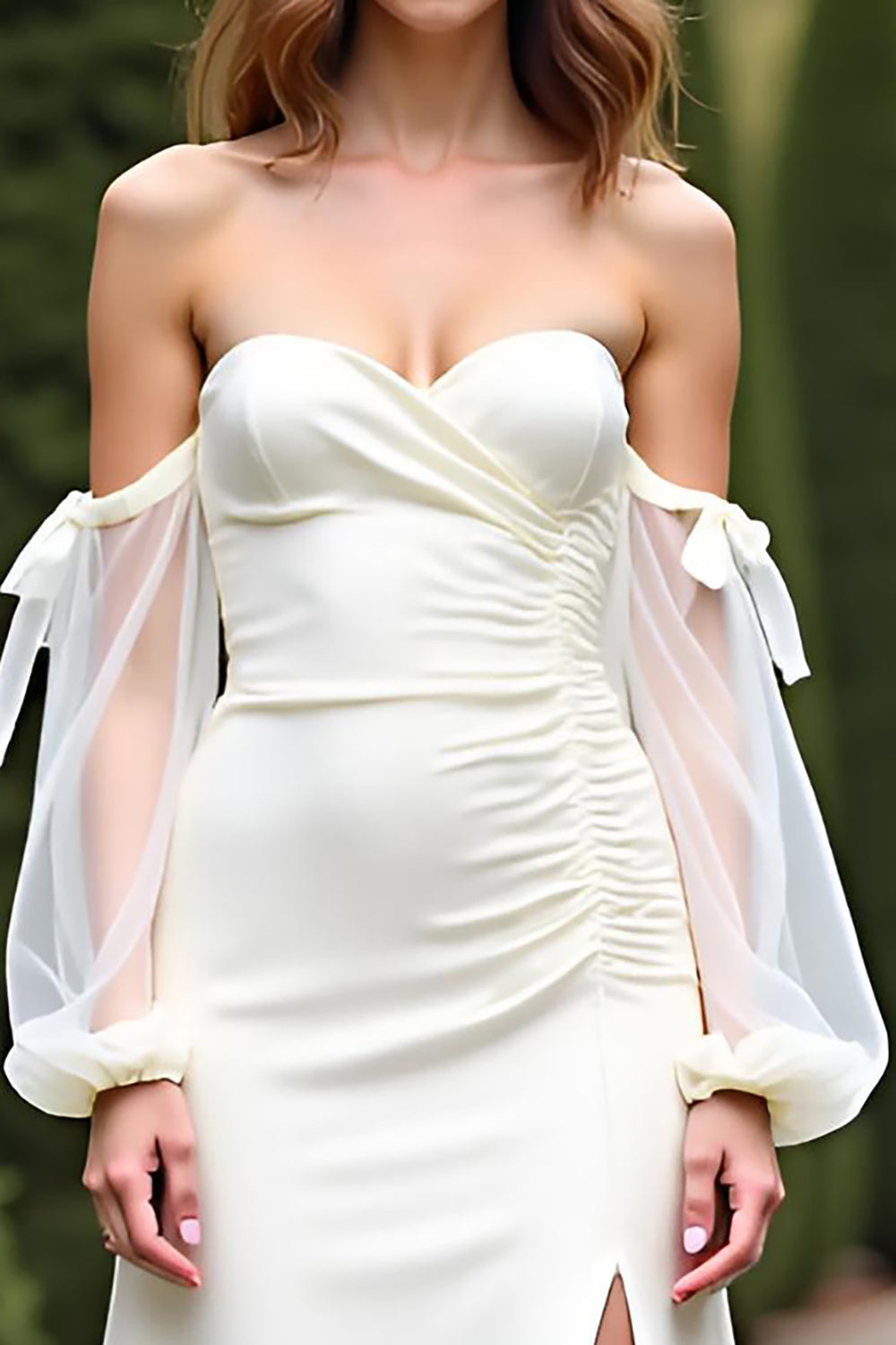 Etui Weißes Schulterfreies Langes Ballkleid