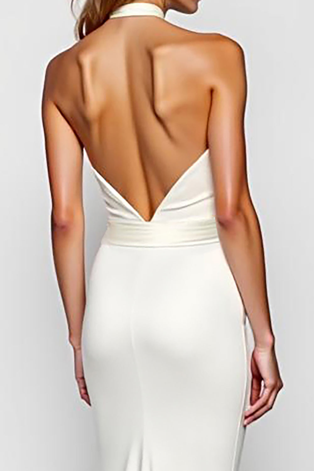 Weißes Langes Etui Ballkleid mit überkreuztem Neckholder