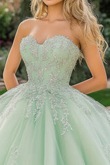 Mint Ballkleid Tüll Herzausschnitt Quinceanera Kleid mit Applikationen