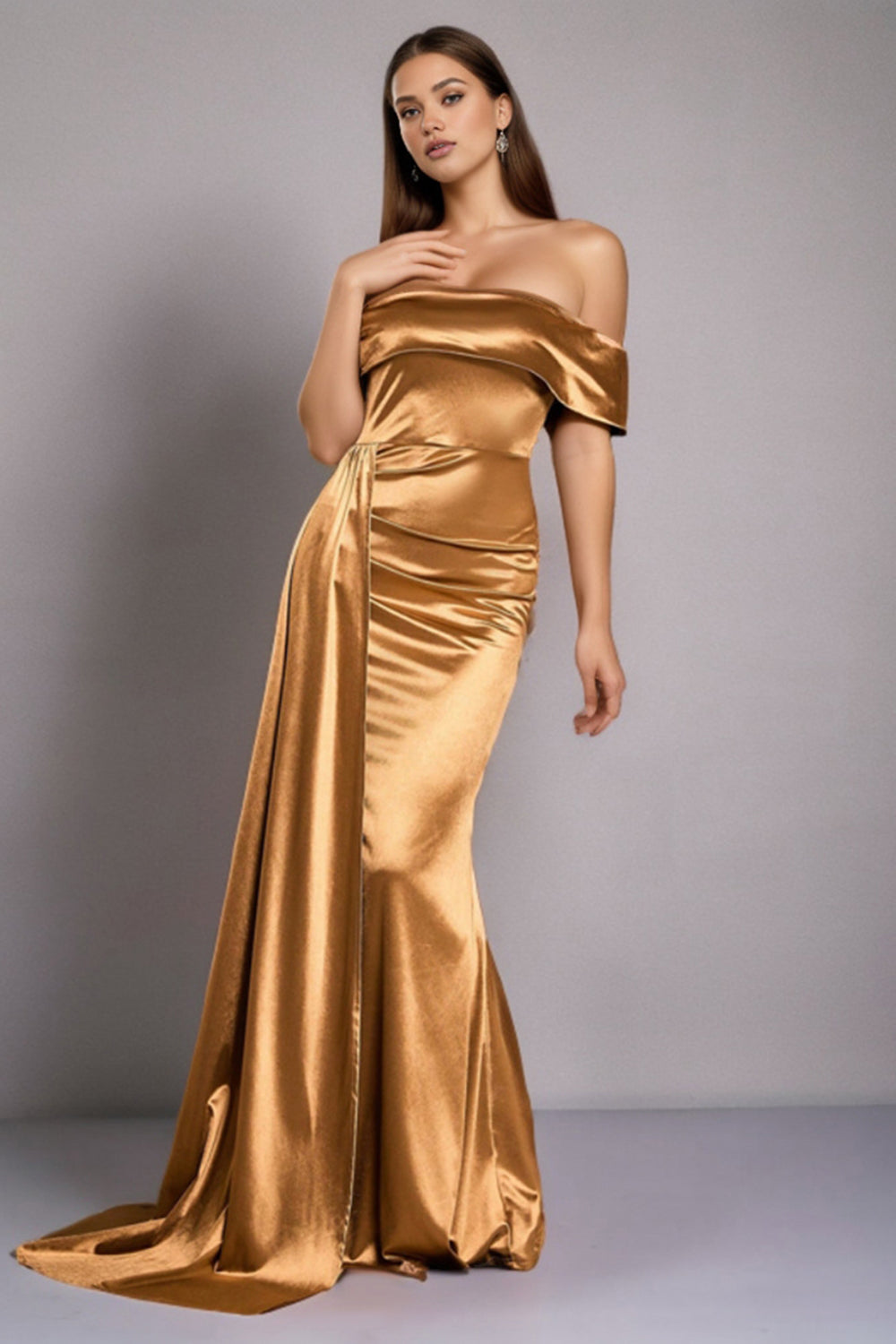 Satin Schwarzes Schulterfreies Meerjungfrauen Abendkleid