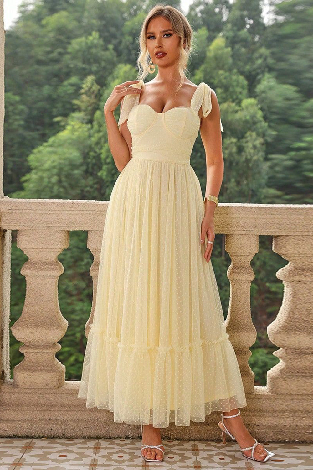 A Linie Plissee Schleife Spaghettiträger Schwarzes Langes Brautjungfernkleid