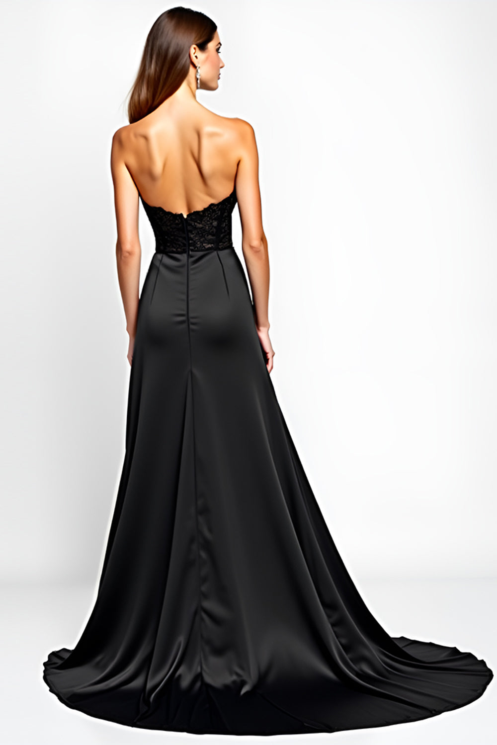 Meerjungfrau Trägerloses Korsett Schwarzes Ballkleid mit Schlitz