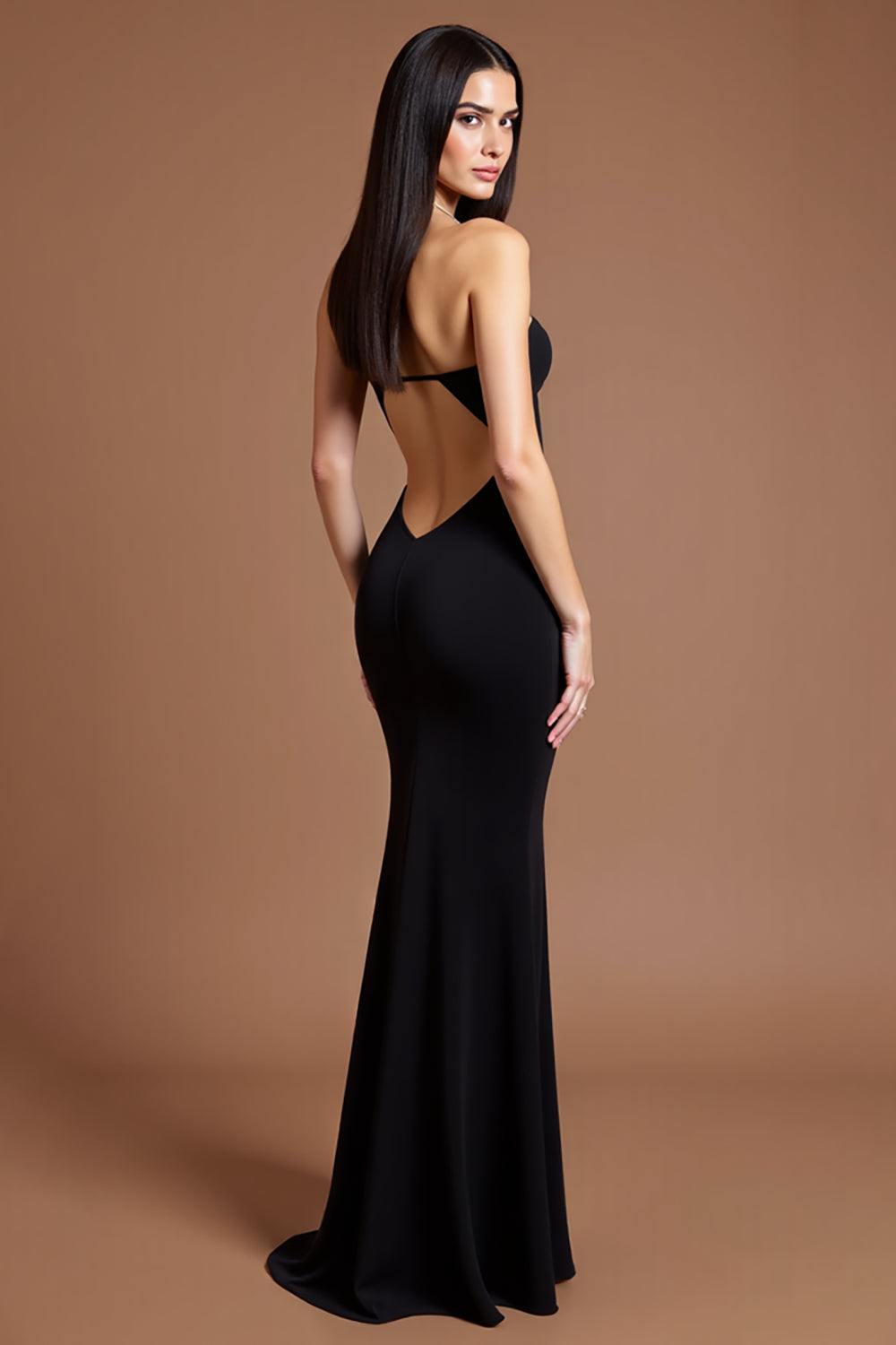 Herzausschnitt Schwarzes Meerjungfrau Ballkleid mit Schlitz
