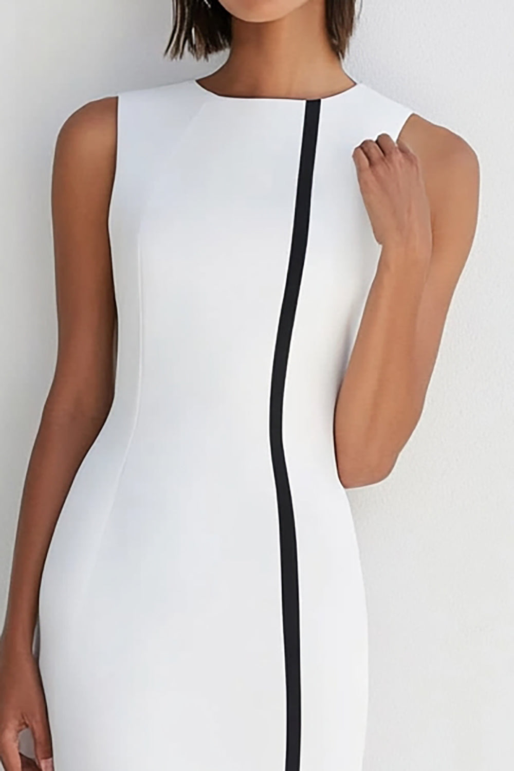 Weißes A-Linie Ärmelloses Standesamtkleid aus Satin
