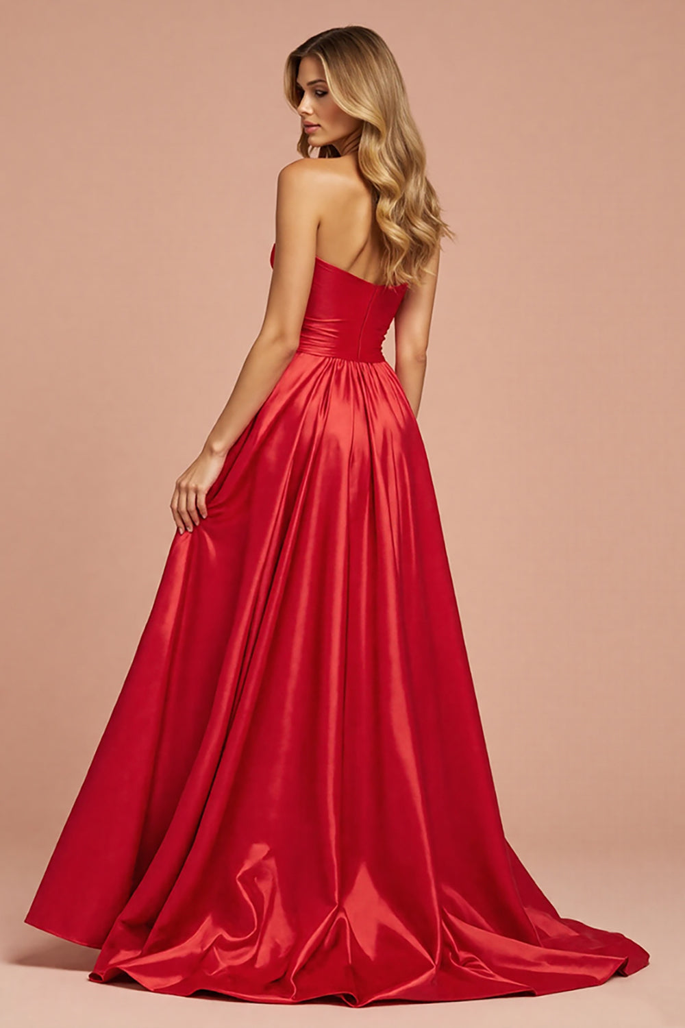 A Linie Trägerloses Langes Ballkleid mit Schlitz