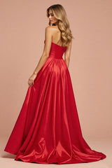 A Linie Trägerloses Langes Ballkleid mit Schlitz