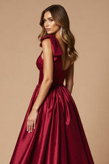 Ein Schulter Burgundy A-Linie Langes Ballkleid mit Schlitz