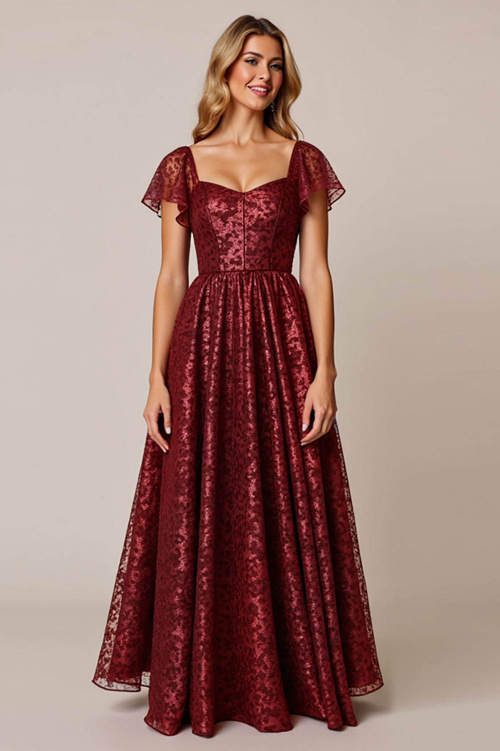 Cabernet A-Linie Kleid für Hochzeitsgäste mit kurzen Ärmeln