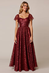 Cabernet A-Linie Kleid für Hochzeitsgäste mit kurzen Ärmeln