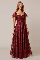 Cabernet A-Linie Kleid für Hochzeitsgäste mit kurzen Ärmeln